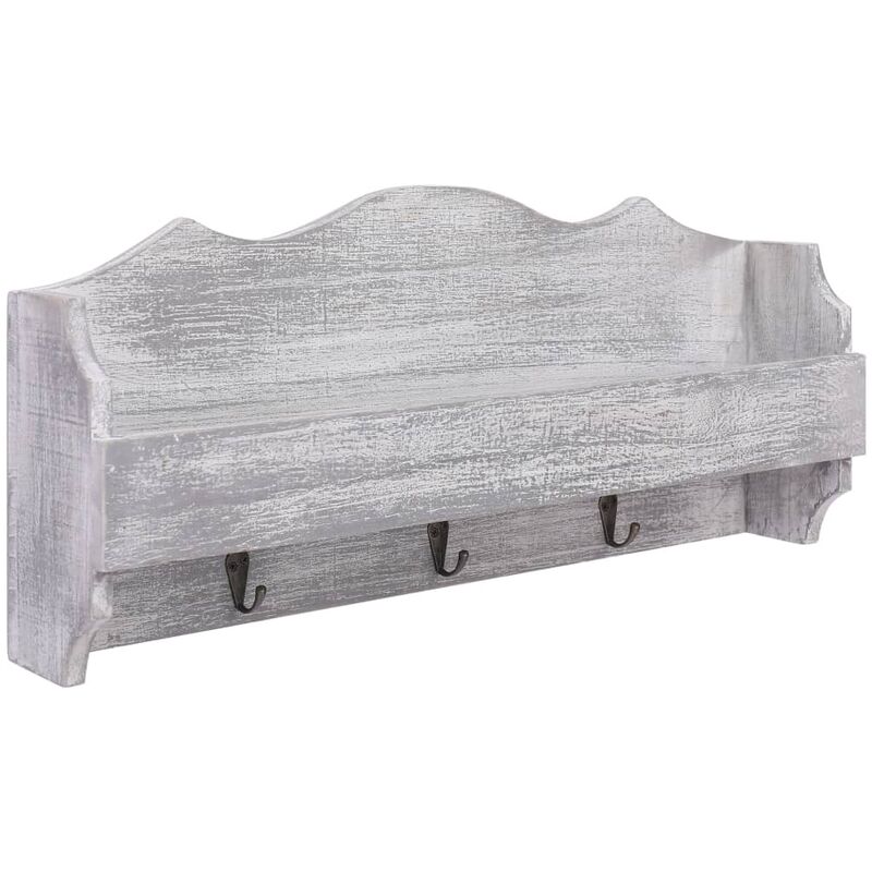 

Perchero de pared de madera gris 50x10x23 cm