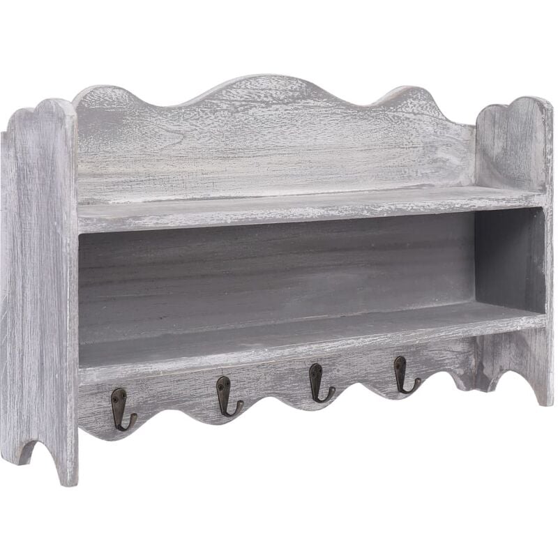 

Perchero de pared de madera gris 50x10x30 cm