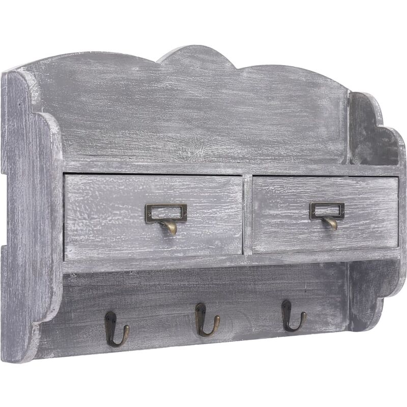 

Perchero de pared de madera gris 50x10x34 cm - Gris