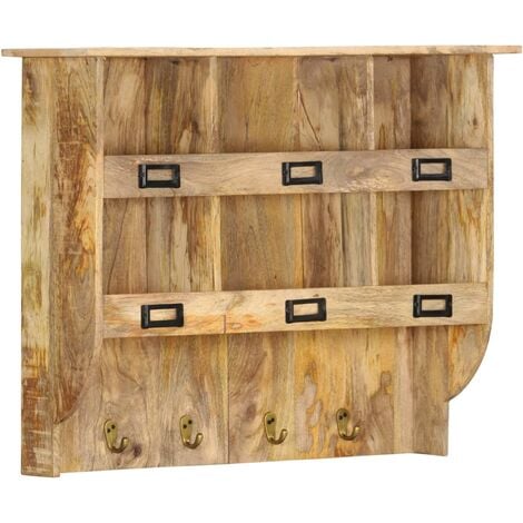 Perchero de pared de madera maciza de mango 70x20x55 cm