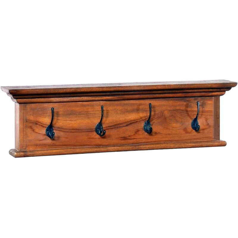 

Perchero de pared de madera maciza de teca 70x10x20 cm