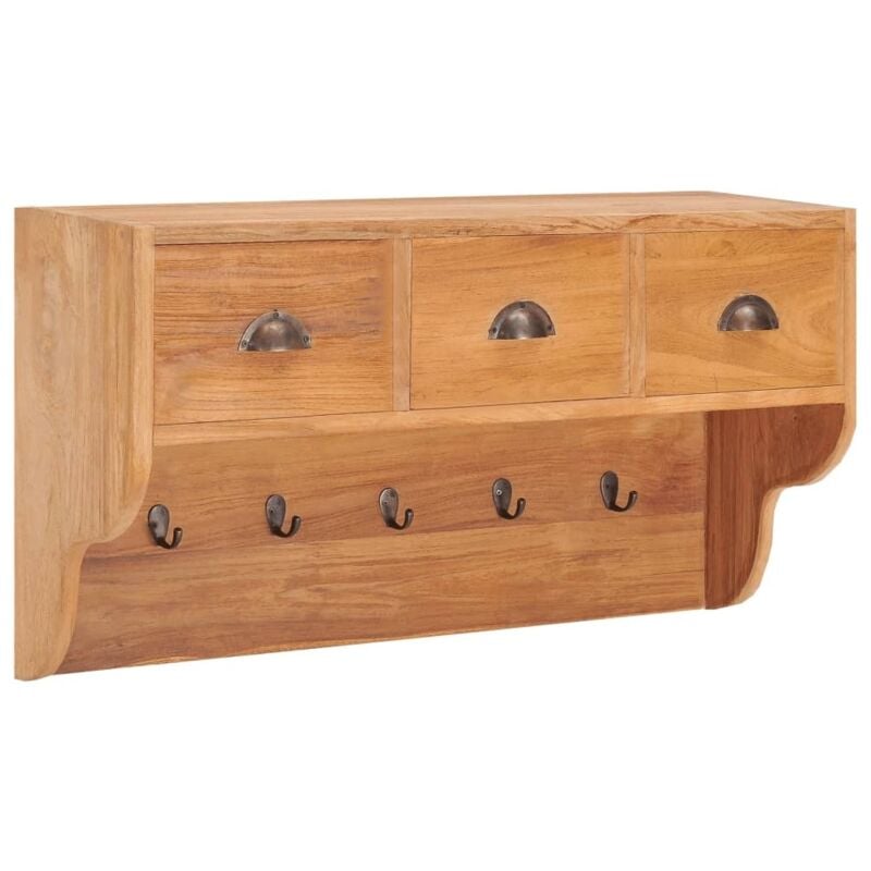 

Perchero de pared de madera maciza teca 80x25x45 cm - Marrón - Vidaxl
