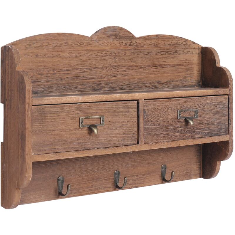 

Perchero de pared de madera marrón 50x10x34 cm - Marrón