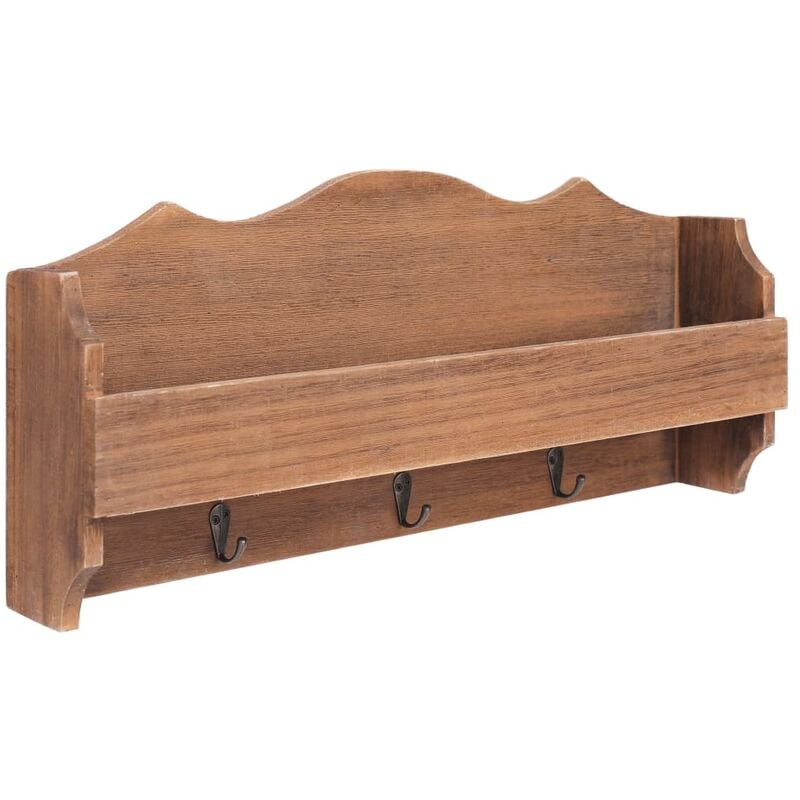

vidaXL Perchero de pared de madera marrón 50x10x23 cm - Marrón