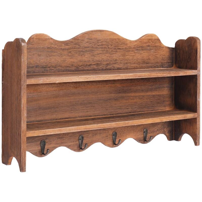

Perchero de pared de madera marrón 50x10x30 cm