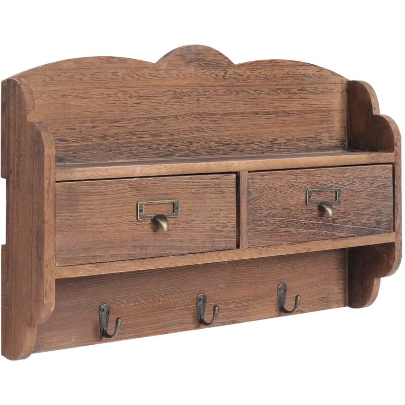 

Perchero de pared de madera marrón 50x10x34 cm