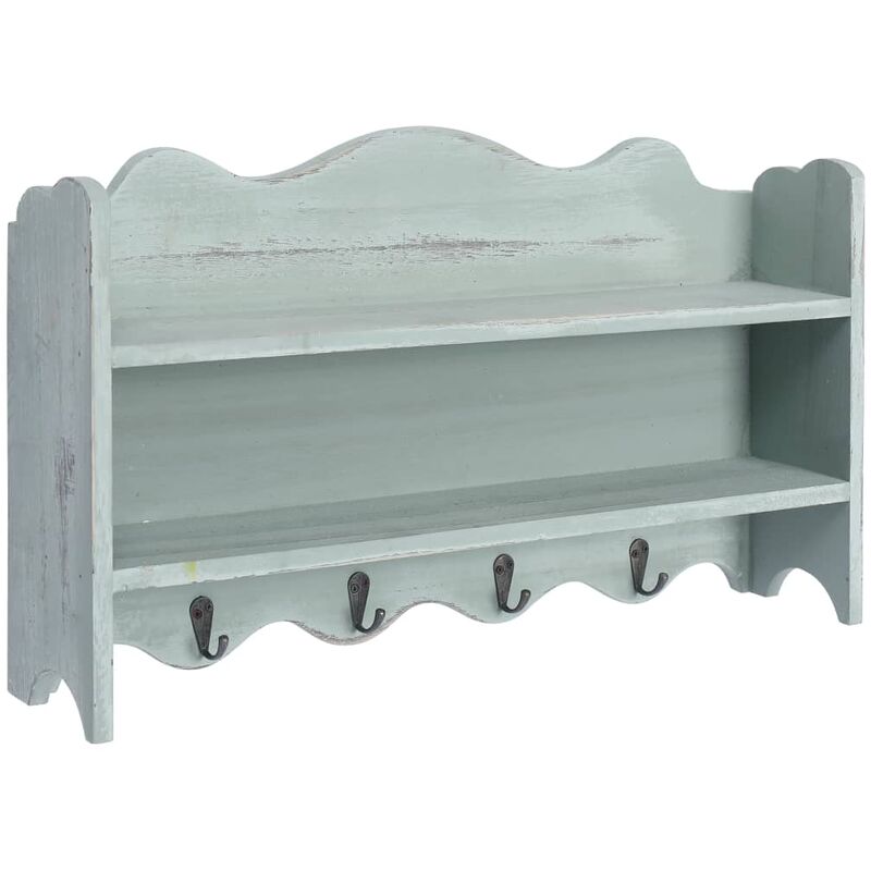 

Perchero de pared de madera verde 50x10x30 cm