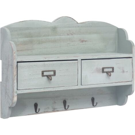 Perchero de pared de madera verde 50x10x34 cm