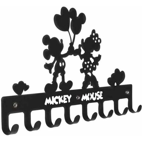 Perchero de pared de metal con 8 ganchos, gancho para llaves, gancho para colgar en la pared, organizador para el área de entrada (globo de Mickey Mouse)