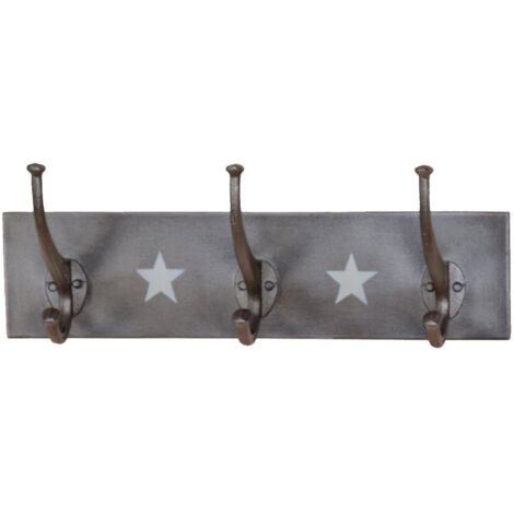 Perchero de pared de metal gris con 3 ganchos 40x10x14 cm MED05011