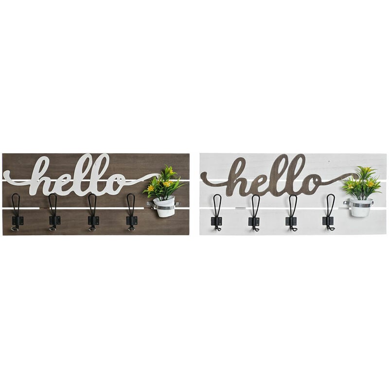 

Perchero de Pared DKD Home Decor Hello Madera Metal (2 pcs) (65 x 10 x 29 cm)