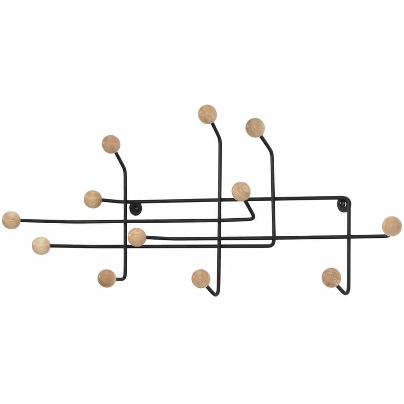 

Perchero de Pared DKD Home Decor Negro Acero Madera de caucho (58 x 8 x 23 cm)