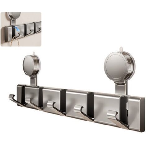 Perchero de pared en ángulo recto - Montaje con ventosa - 37,8 x 6,2 cm - Perchero colgante - 5 ganchos plegables - Alta capacidad de carga - Para llaves, bolsos, paraguas y abrigos - Apto para puerta