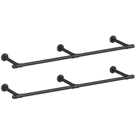 Perchero de pared estilo industrial ahorra espacio 304 x 170 x 7 cm capacidad de carga 68 kg fácil montaje acero negro 120007827
