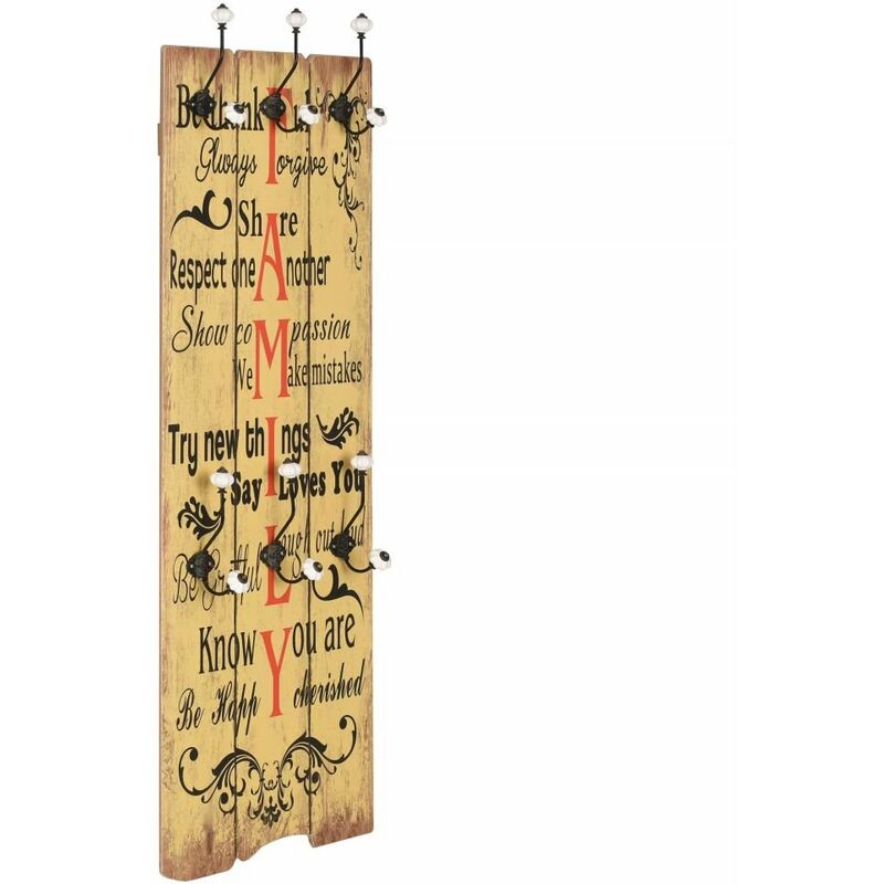 

Perchero de pared FAMILY con 6 ganchos 120x40 cm