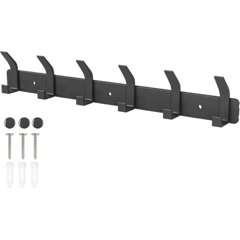 Perchero de pared, gancho para baño, con 6 ganchos - Negro