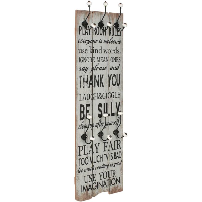 

vidaXL Perchero de Pared con 6 Ganchos 120x40 cm THANK YOU - Multicolor