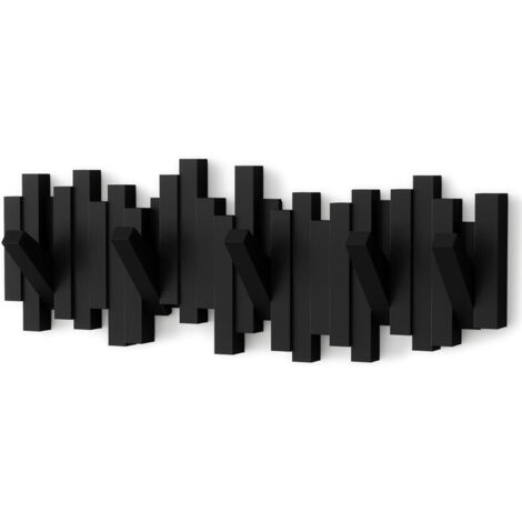 Perchero de pared Jalleria con 5 ganchos plegables, Negro