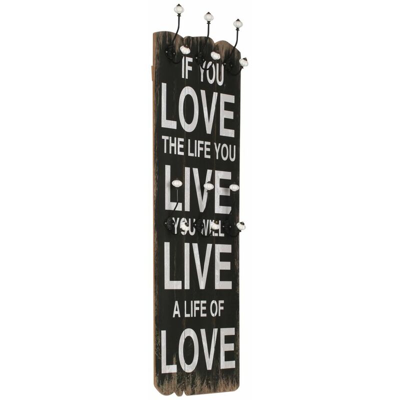 

Perchero de pared LOVE LIFE con 6 ganchos 120x40 cm