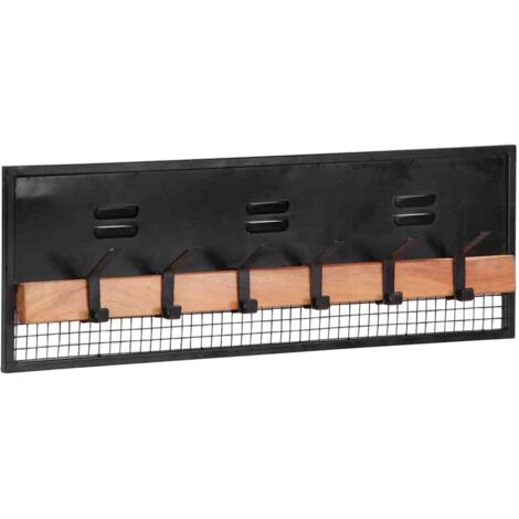Perchero de pared madera maciza de mango 90x11x30 cm