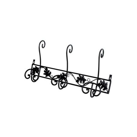 Perchero de pared metálico de 3 ganchos en tono negro, medidas 63x10x31 cm