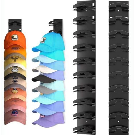 Perchero de pared para gorras de béisbol (2 unidades), autoadhesivo, con 10 ganchos para armario de entrada.