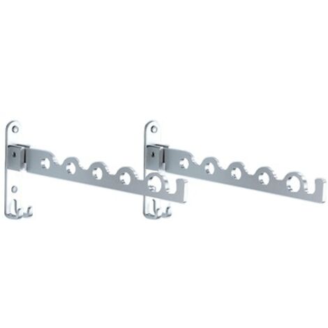 Perchero de pared plegable con riel para secar ropa, ideal para baño, dormitorio y lavadero (plateado, 2 unidades)