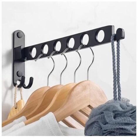 Perchero de pared plegable giratorio de 90° para balcón, baño y hotel.