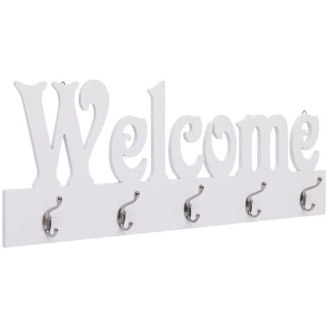 Perchero de pared WELCOME blanco 74x29,5 cm vidaXL