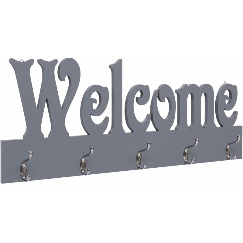 

Perchero de pared WELCOME gris 74x29,5 cm