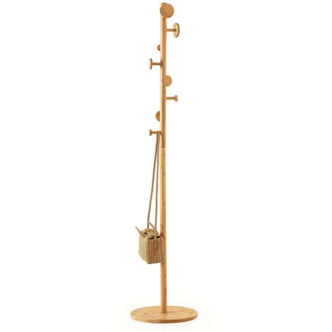 Perchero De Pie 8 Colgadores Color Bambú 175 cm