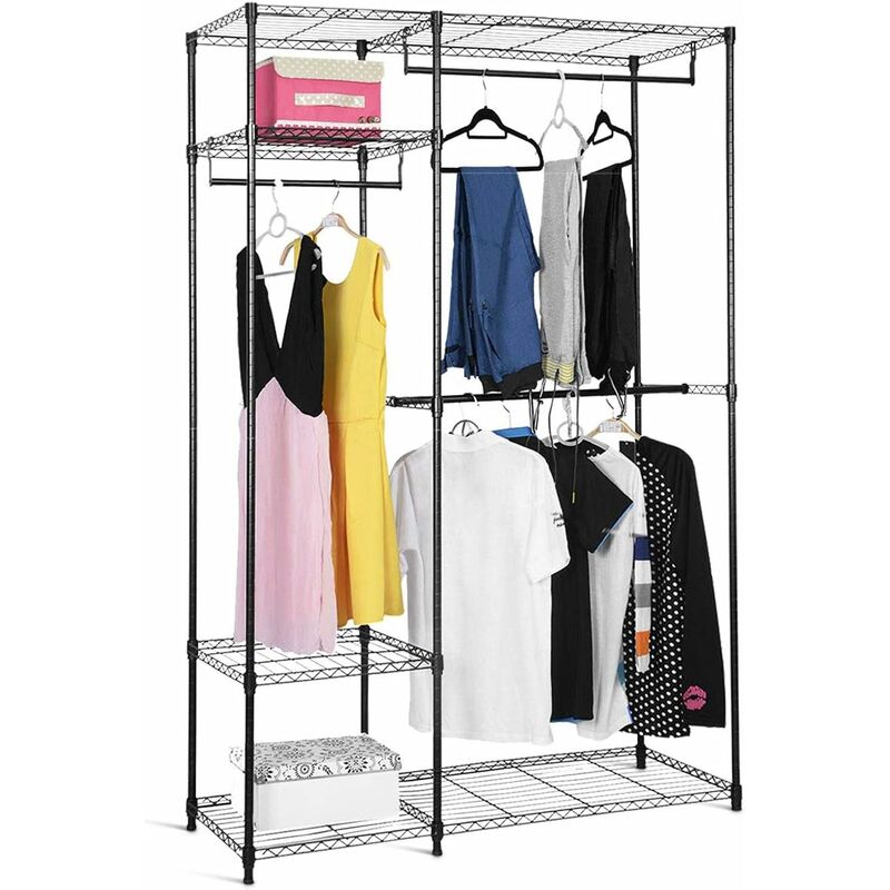 

Armario con Barra Perchero de Pie 120 x 45 x180 cm Ropa Zapato Organizador Estante Almacenamiento
