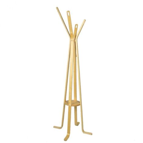 Perchero de pie de madera natural con 4 brazos 50cm x 180cm