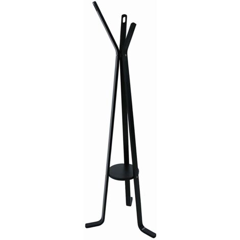 Perchero de pie de madera negra con 3 brazos 50x170cm