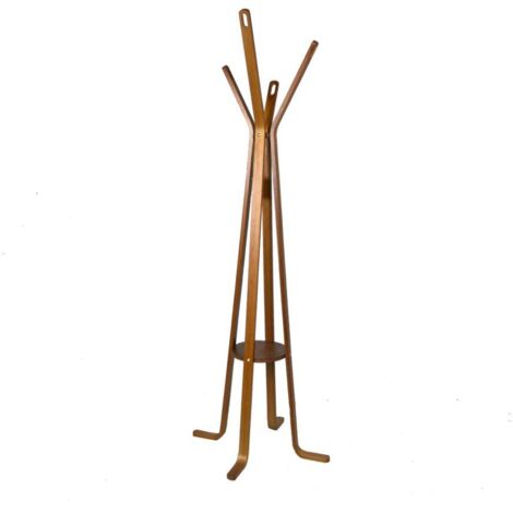 Perchero de pie de madera nogal con 4 brazos cm50h180