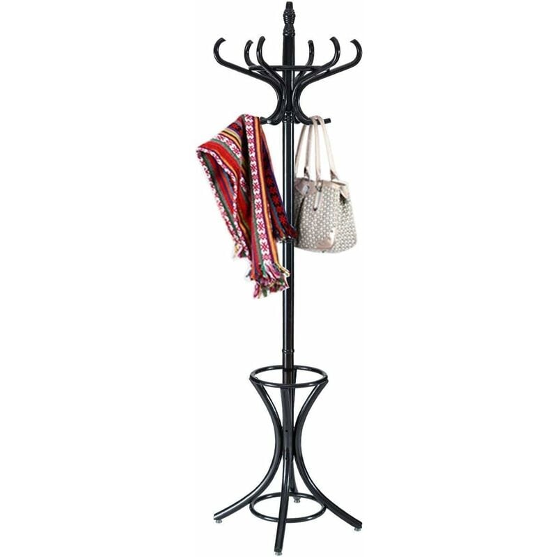 

Perchero de Pie Madera 184cm Perchero Árbol con Soporte 12 Perchas para Colgar Ropa Sombrero para Habitación Hogar Oficina (Negro)