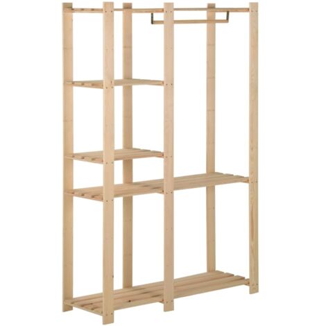 Perchero de ropa de madera maciza de pino 110x38x170 cm
