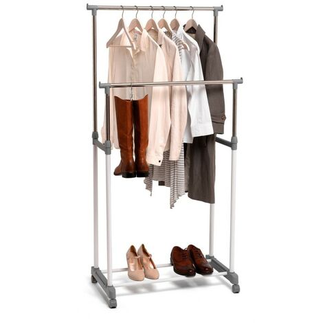 Perchero doble con ruedas 75 x 42 x 98-165 cm