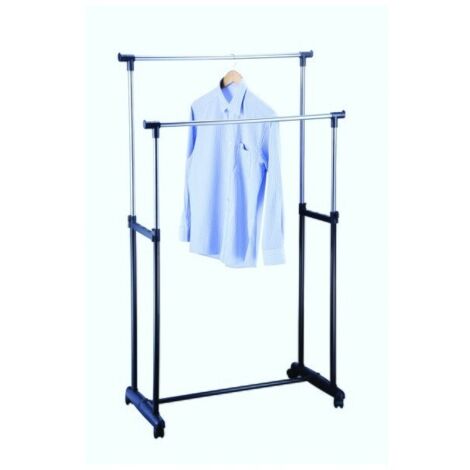 Perchero Doble Extensible 95-160cm Acero Inoxidable Negro MSV