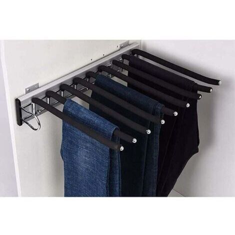 Perchero extensible para pantalones, perchero para pantalones, percha para pantalones, 9 bufandas, barra para colgar ropa, perchero extensible para pantalones para armario de 48 cm (montaje en el lado