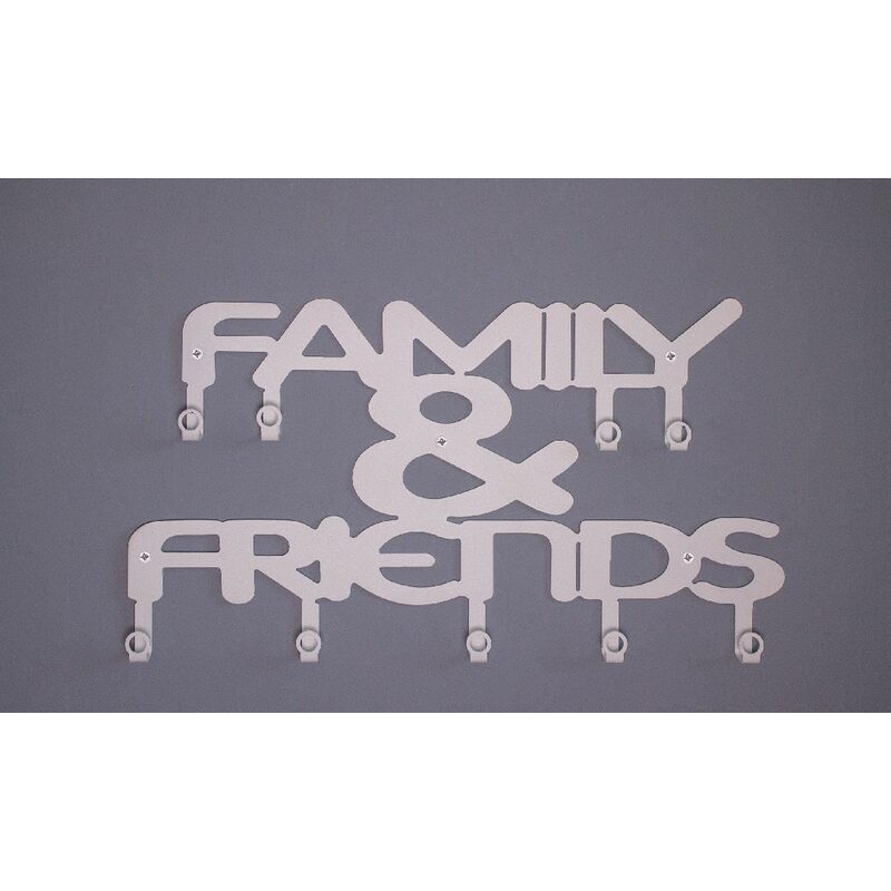 

Perchero Familia y Amigos - Frases - con ganchos - Arte de Pared, Decoracion de Pared - Pasillo, Entrada - Metal Blanco, 47 x 0,2 x 29 cm