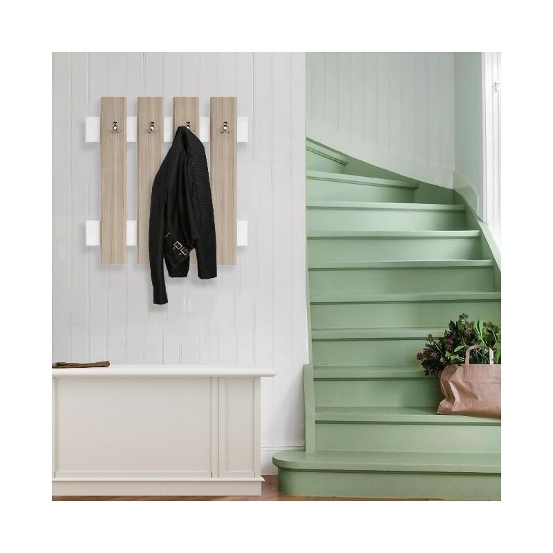 

Perchero Fulya - con Ganchos - de la entrada, la Dormitorio- Roble, Blanco en Madera, Metal, 72 x 4 x 72 cm