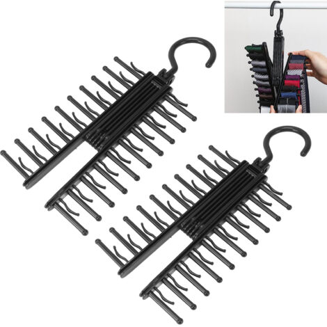 Perchero giratorio de 360° para corbatas, 2 piezas, negro