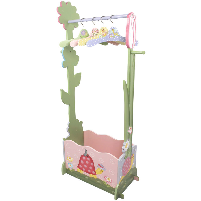

Fantasy Fields, Estante de servicio para vestir Magic Garden, 51,6 x 27,9 x 112,5 cm, MDF y madera maciza con 4 perchas, Rosa / Verde, W-7482A