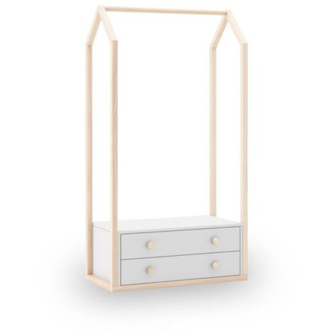 Perchero juvenil Misty Breeze Blanco - Oak Soft 40cm (ancho) x 170cm (alto)