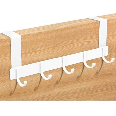 Perchero KZQ para colgar sobre la puerta, con 5 ganchos, para el umbral de la puerta de cocina, dormitorio y baño (blanco)