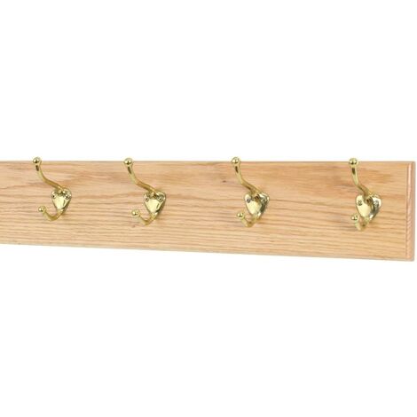 Perchero madera 4 ganchos de metal pared atornillar