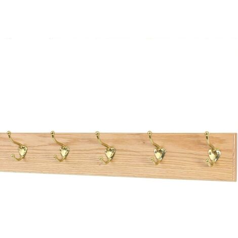 Perchero madera 5 ganchos de metal pared atornillar