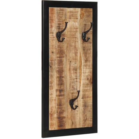 Perchero madera maciza de mango rugosa 40x2x80 cm
