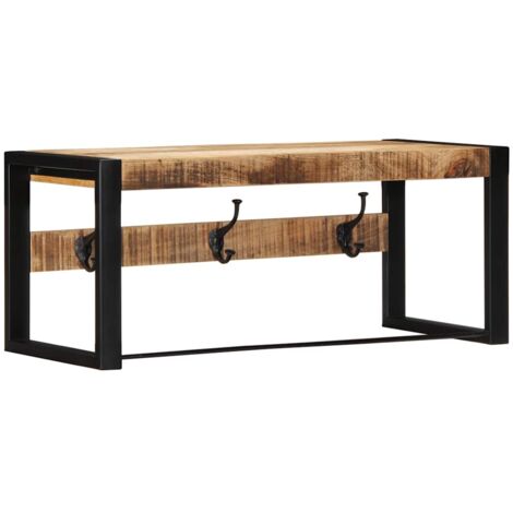 Perchero madera maciza de mango rugosa 80x35x35 cm